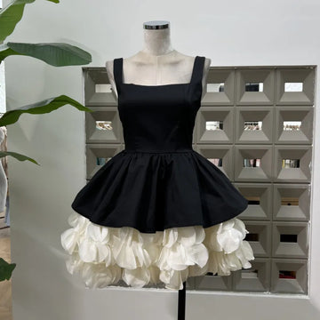 Xajzpa Fashion Patchwork Dress Women's Square Collar Sleeveless Casual A Line Dresses 2025 Summer New Tide